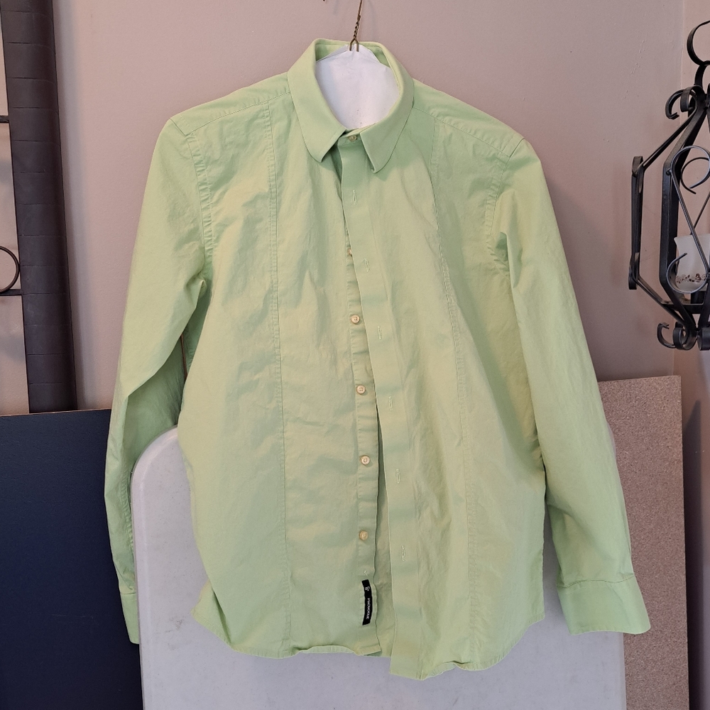 Men's Fitted Pastel Green Provogue Shirt Sz M